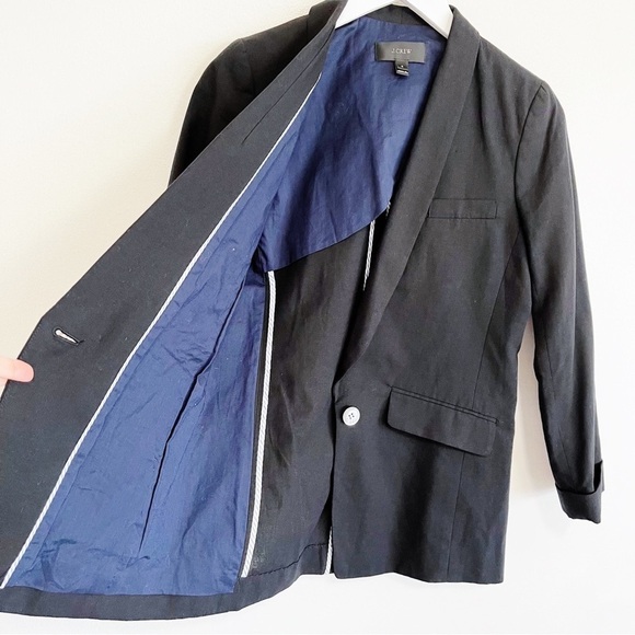 BOGO! J. Crew Unstructured Blazer Black Cotton Linen Size 0 - Picture 7 of 9